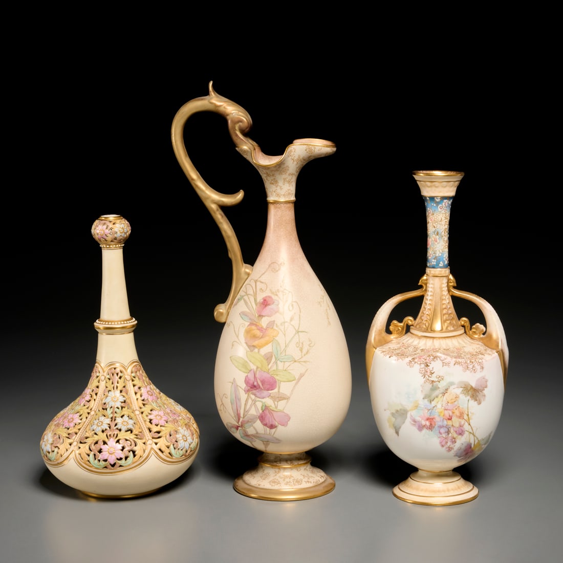 Doulton & Worcester, gilt porcelain group (1 of 9)
