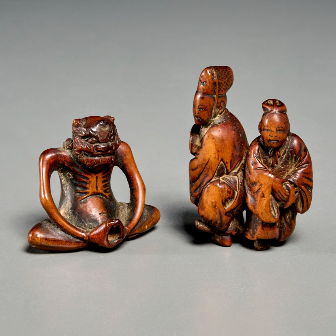 (2) Edo Period Katabori netsuke (1 of 5)