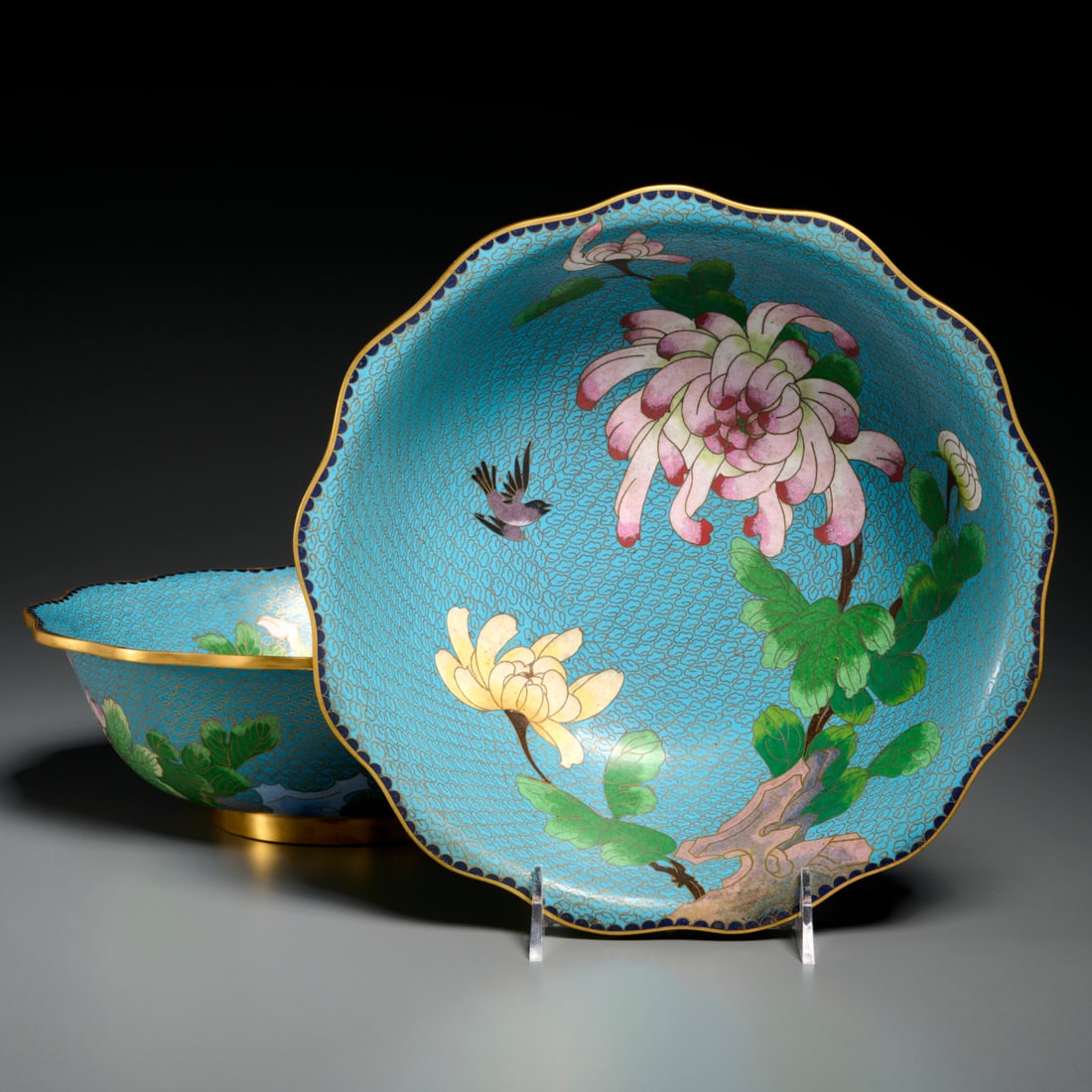 Pair Chinese cloisonne bowls (1 of 5)