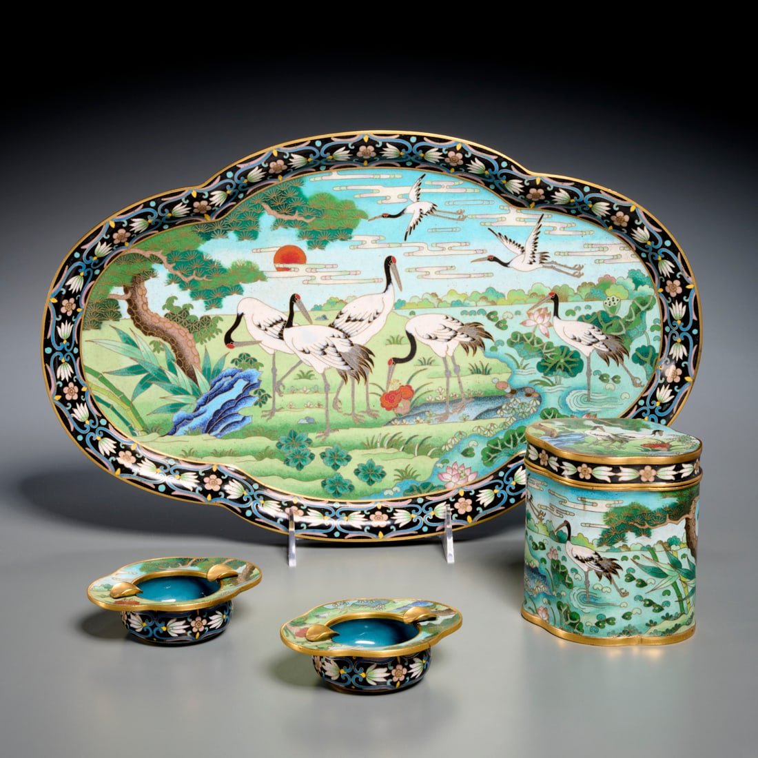 Chinese cloisonne tobacciana set (1 of 7)