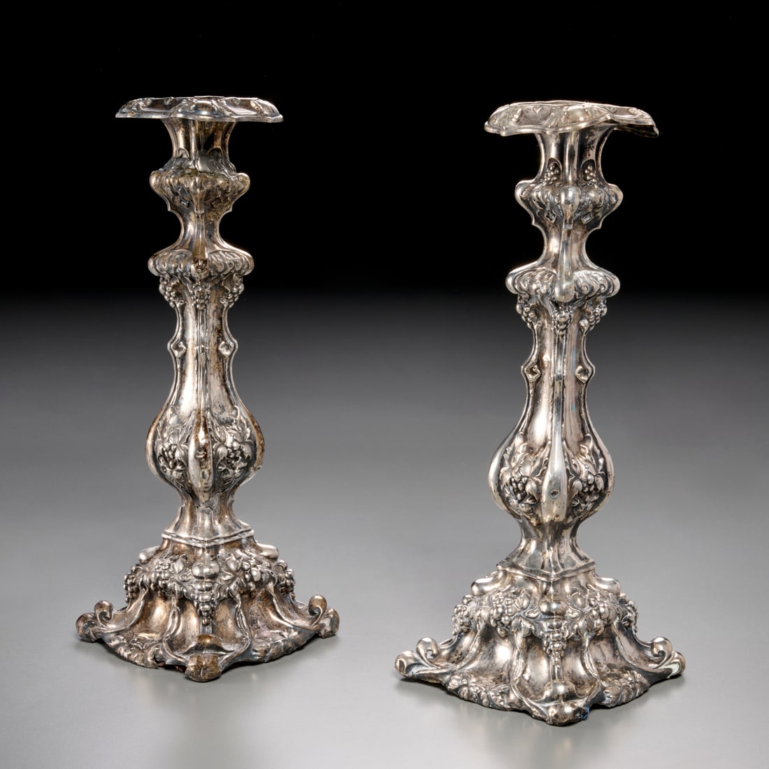 Pair antique German silver candlesticks (1 of 5)