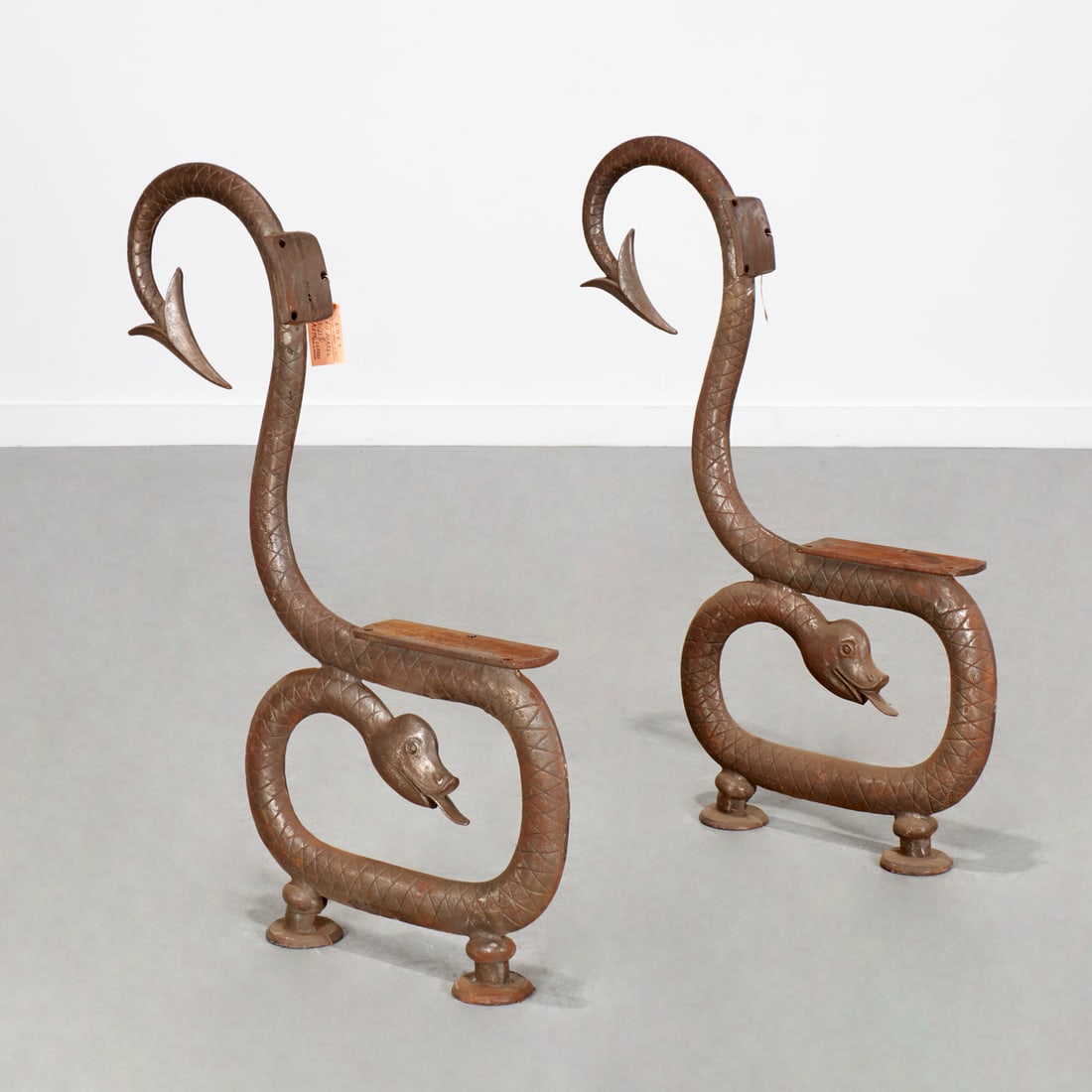 Pair cast iron snake-form bench supports (1 of 6)