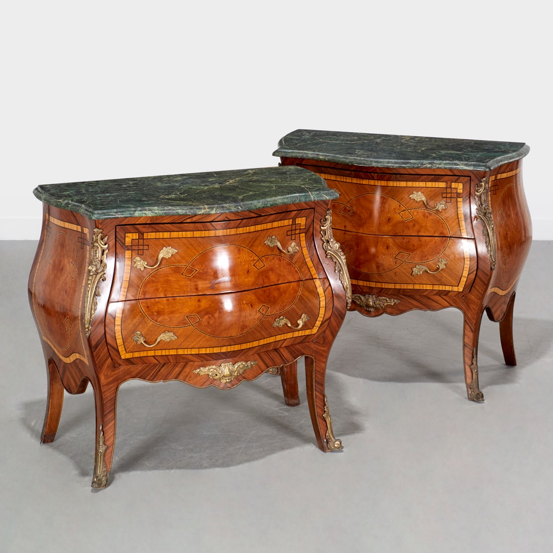 Pair Louis XV style marble top commodes (1 of 7)