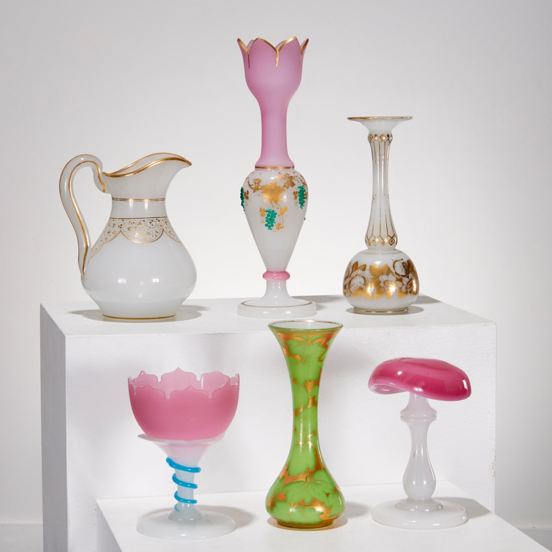 Antique Continental opaline glass group (1 of 7)