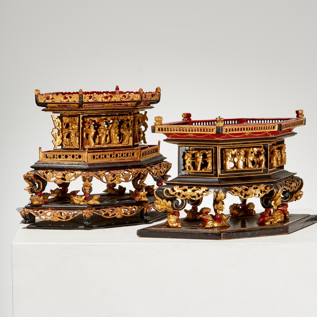 (2) Chinese lacquered and giltwood altar stands (1 of 7)