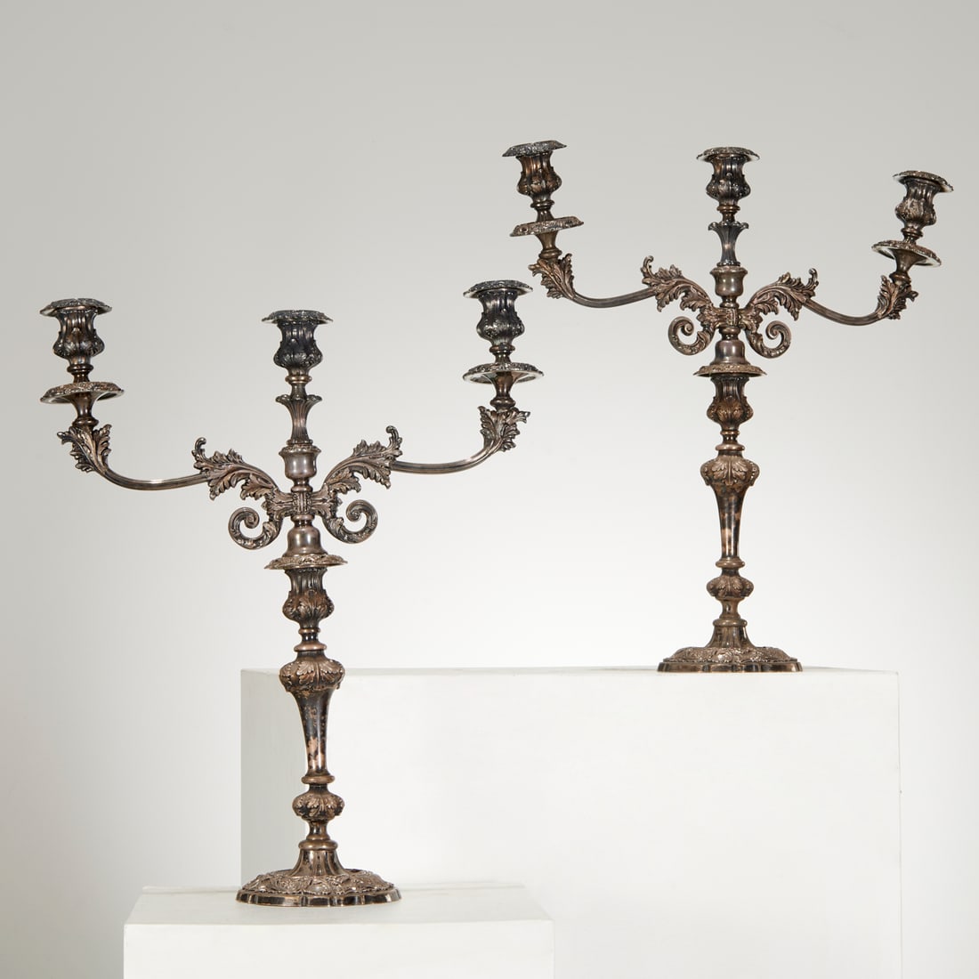 Pair Old Sheffield plate candelabra (1 of 8)