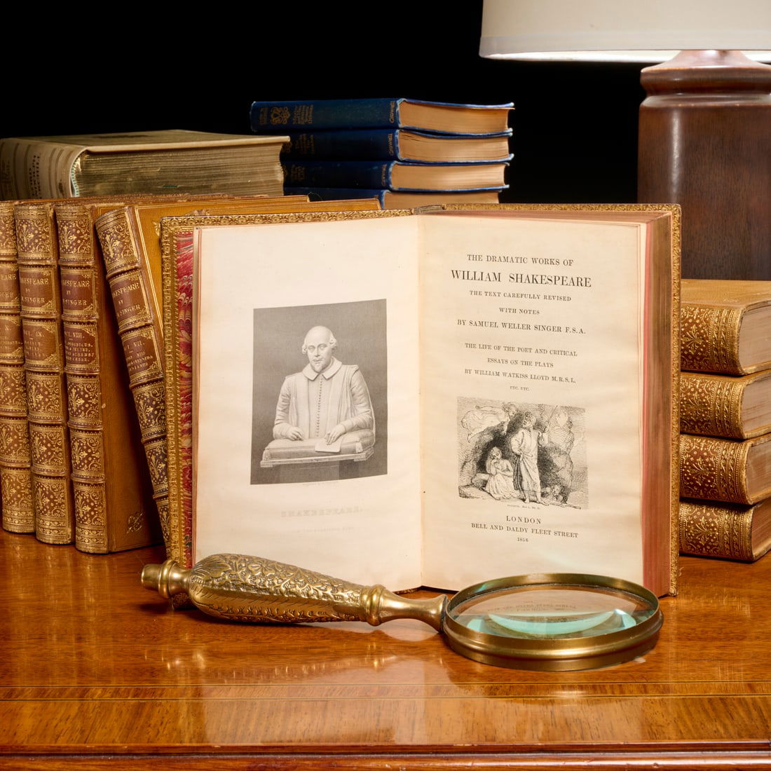 Shakespeare Works, 1856, fine leather binding (1 of 6)