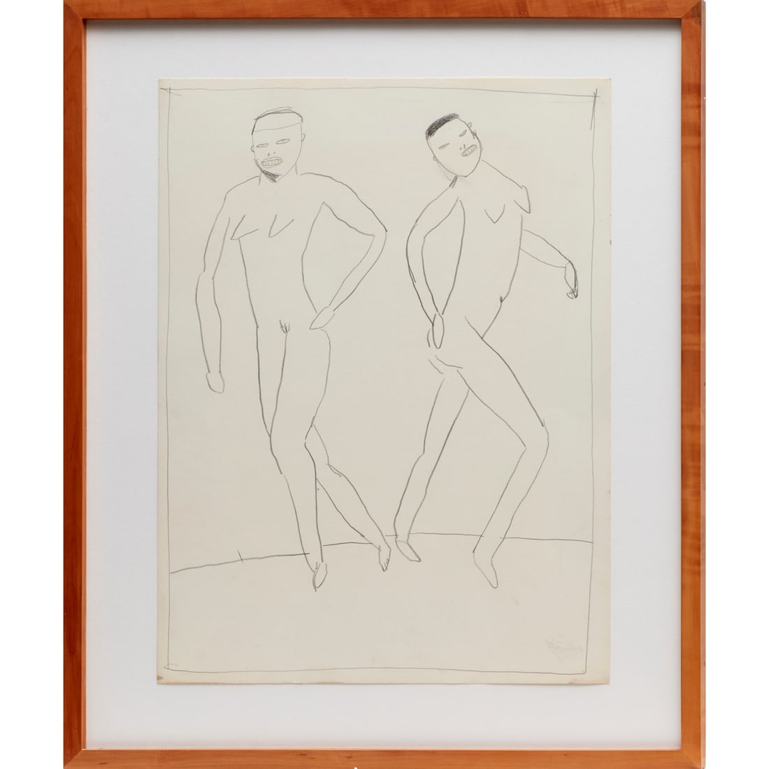 James Brown, pencil & watercolor, 1981: James Brown, pencil & watercolor, 1981, James Brown (American, 1951-2020), Black Nudes, no signature observed, gallery label verso, 24" x 18"w (sheet), 30.5"h x 20.5"w (frame) Provenance: From an Impo