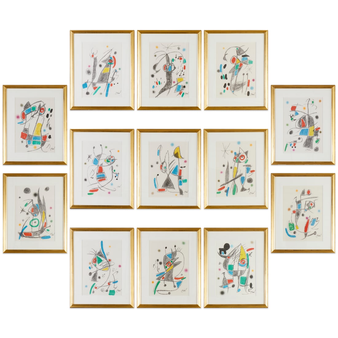 Joan Miro, set (13) lithographs on paper: Joan Miro, set (13) lithographs on paper, Joan Miro (Spanish, 1893-1983), "Maravillas con Variaciones Acrosticas en el Jardin", signed in plate lower right, book edition of 315, incomplete set compris