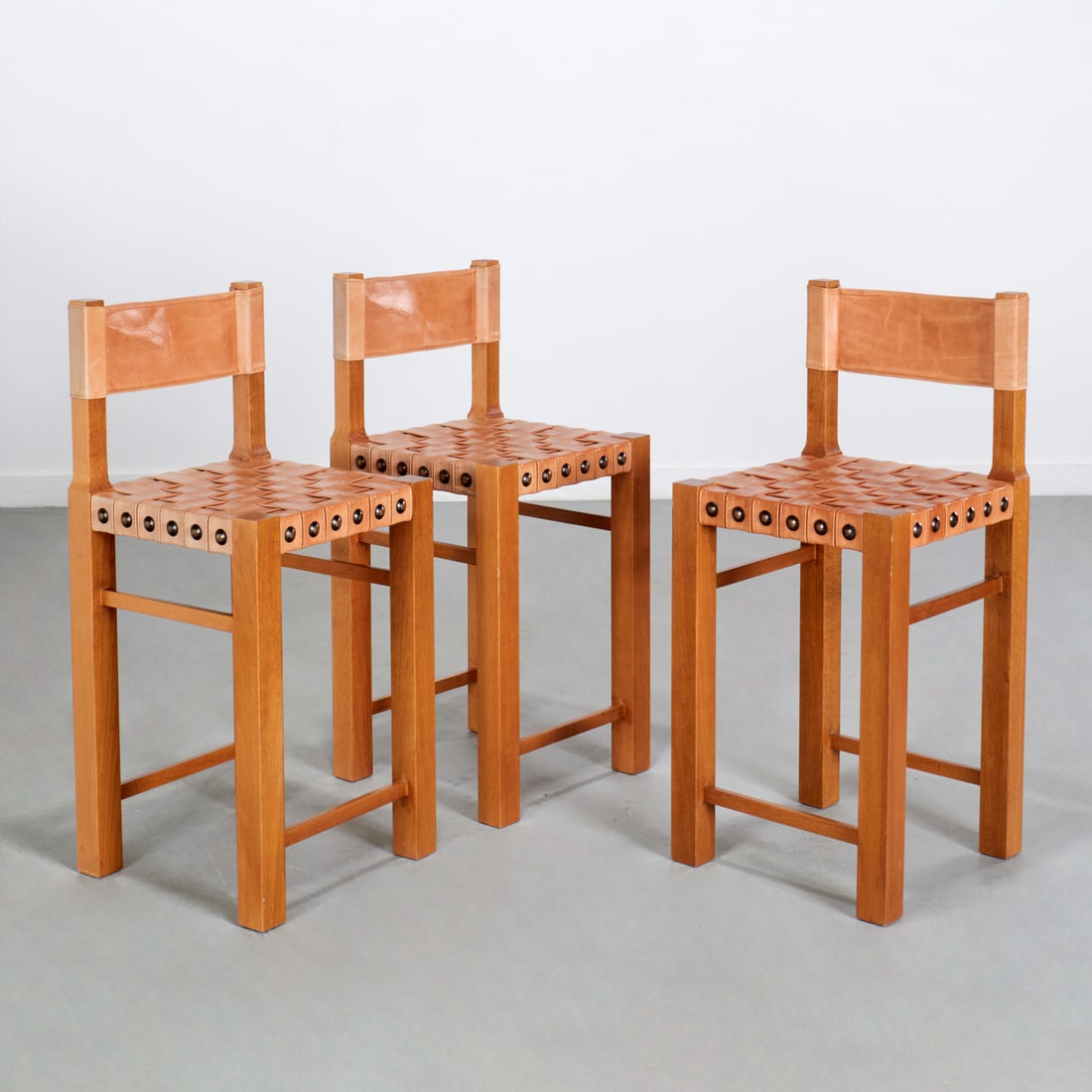 (3) Peter Marino designed leather bar stools (1 of 8)
