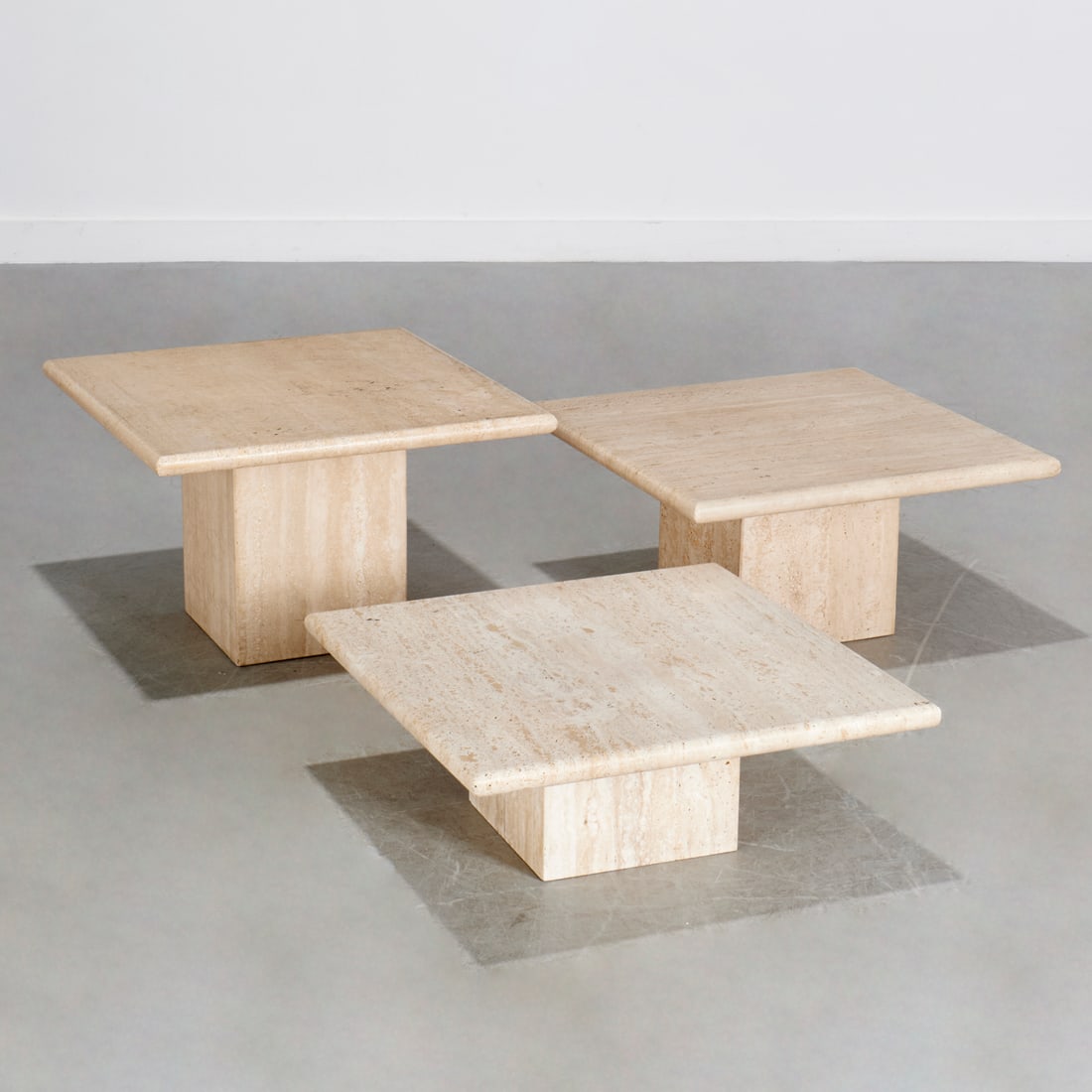 Angelo Mangiarotti (style), travertine table trio (1 of 6)