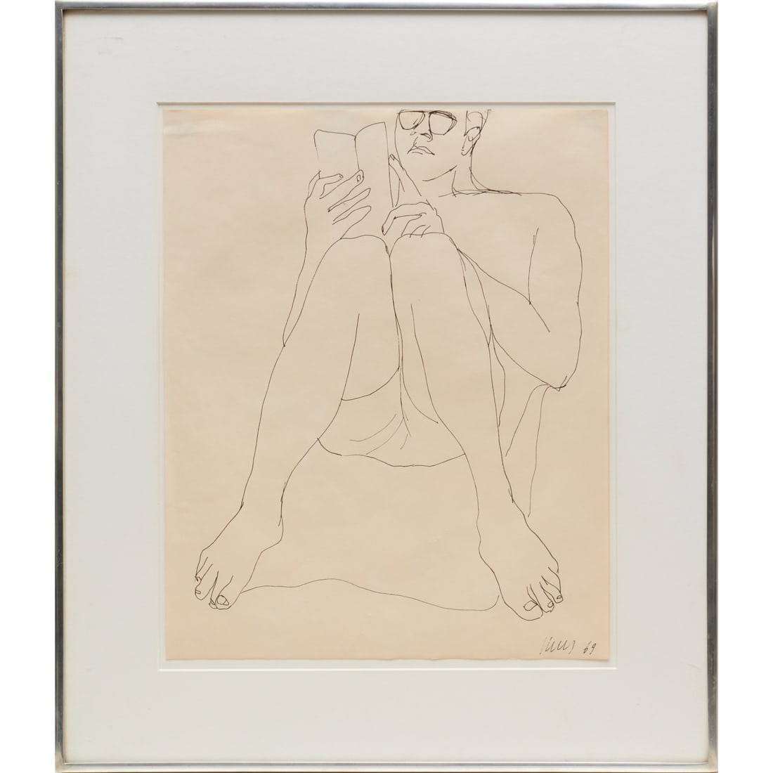Ellsworth Kelly, ink on paper, 1969: Ellsworth Kelly, ink on paper, 1969, Ellsworth Kelly (American, 1923-2015), Untitled (Ken-St. Martins), signed and dated in ink lower right, inscribed, dated and signed in graphite verso, in original 