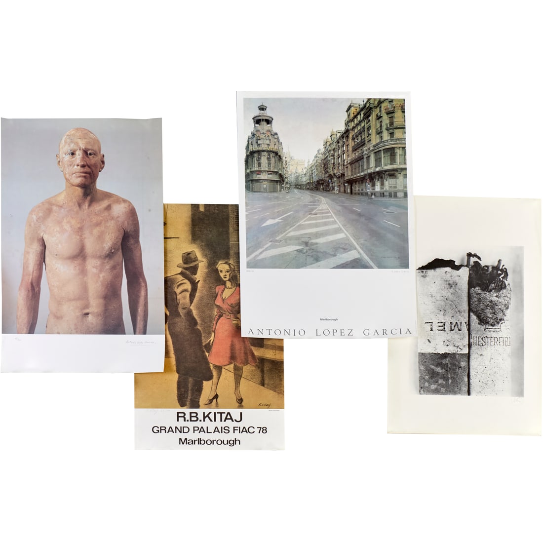 (4) Artist exhibition posters, signed, incl. Penn: (4) Artist exhibition posters, signed, incl. Penn, Late 20th c., each signed lower margin, some numbered, incl. Irving Penn, R.B. Kitaj, Antonio Lopez Garcia, 38.5"h x 27.25"w (largest), 37"h x 24"w