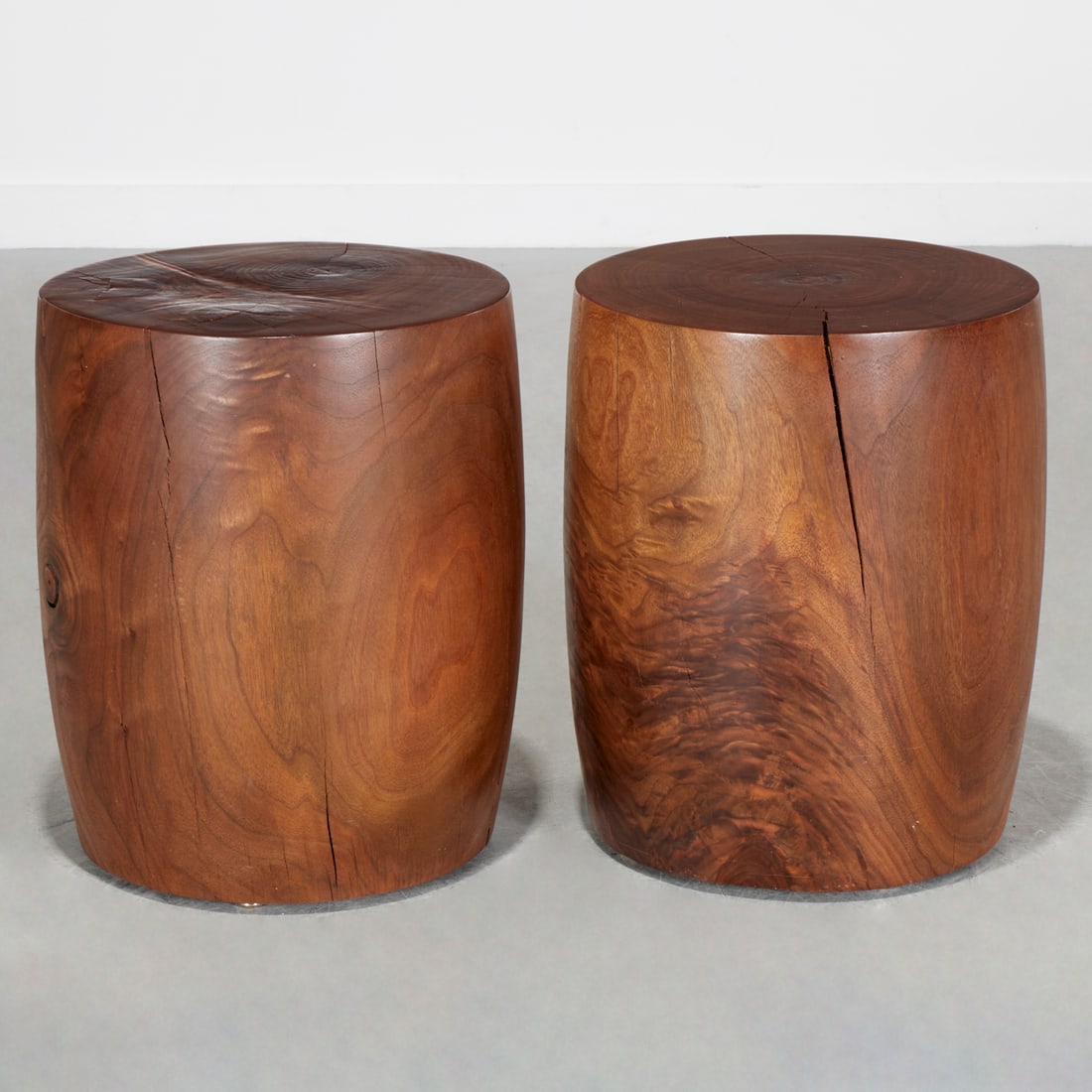 Chris Lehrecke, walnut pedestal tables, signed (1 of 6)