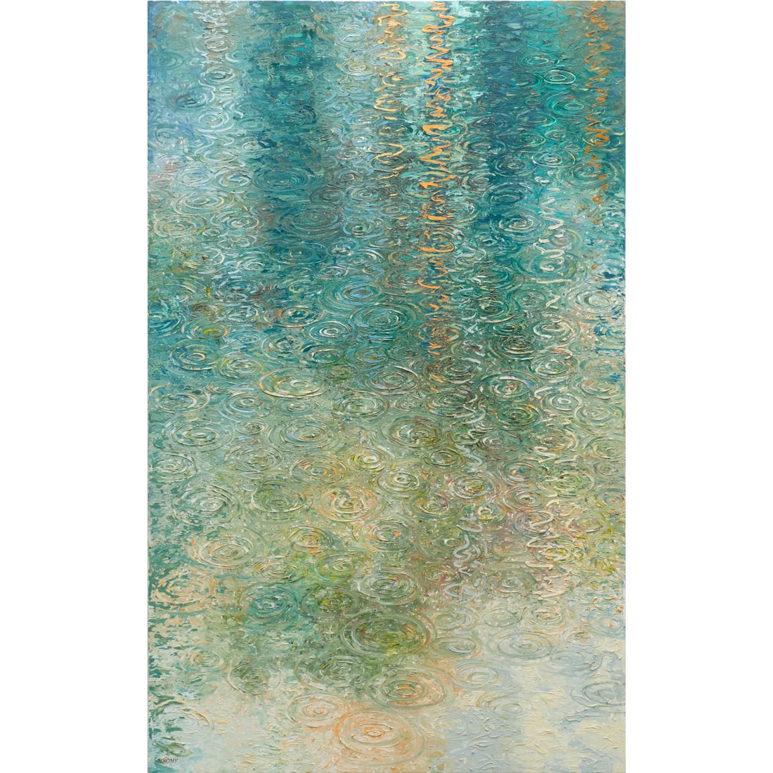 Julian Sibony, large oil on canvas, 2010: Julian Sibony, large oil on canvas, 2010, Julian Sibony (American, 20th/21st c.), "Chama", signed lower left, inscribed verso, unframed, 84"h x 52"w Provenance: Purchased directly from the artist (by 