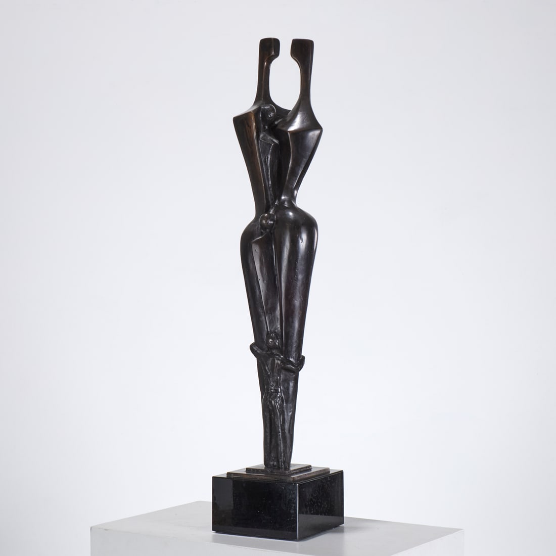 Itzik Benshalom, large bronze sculpture, 1983: Itzik Benshalom, large bronze sculpture, 1983, Itzik Benshalom (Israeli, b. 1945), Figural Group, bronze with dark brown/black patina, signed, dated, and inscribed lower edge, numbered 2/50, 37.75"h