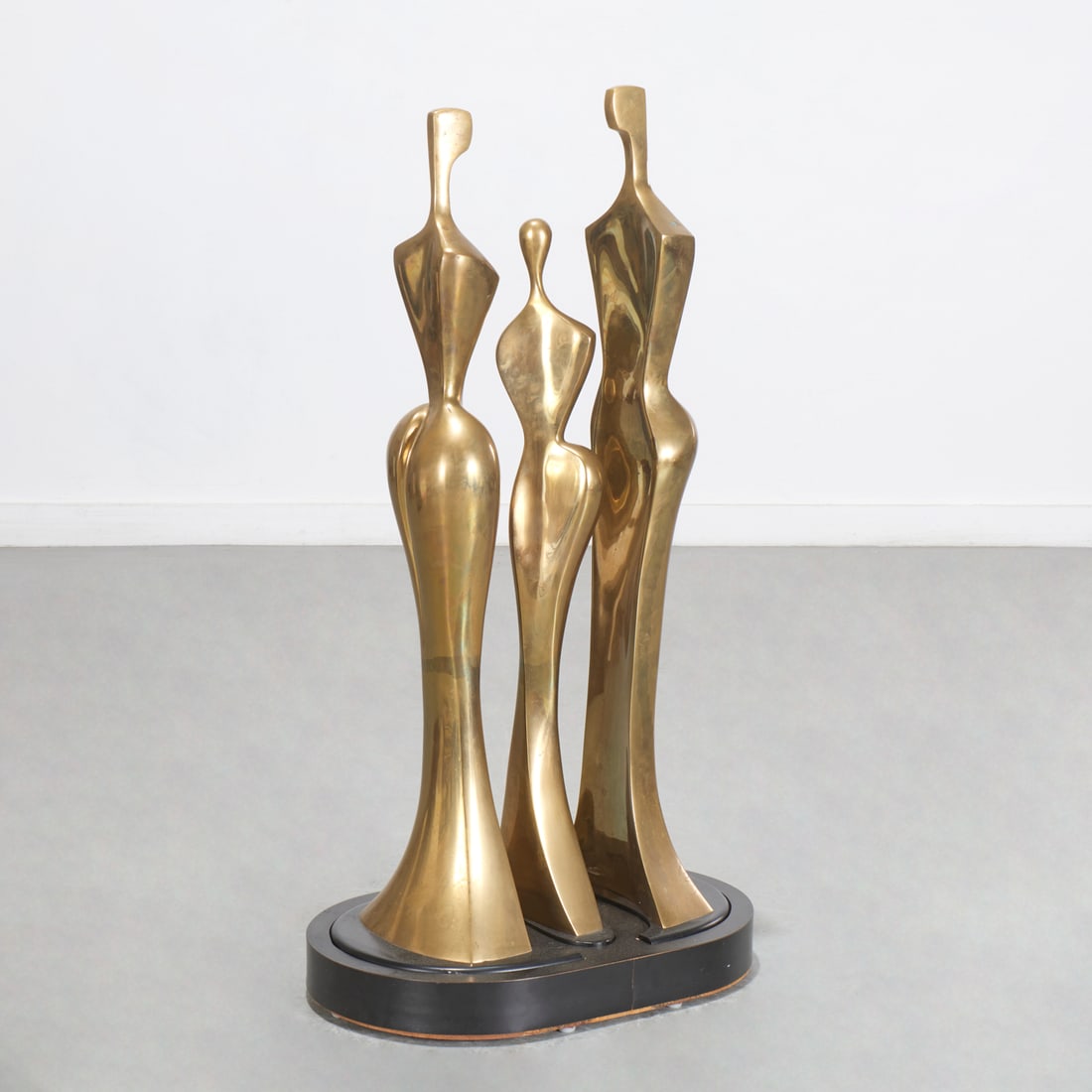 Itzik Benshalom, large bronze sculpture, 1984: Itzik Benshalom, large bronze sculpture, 1984, Itzik Benshalom (Israeli, b. 1945), Figural Group, bronze with polished patina, signed, dated, and inscribed lower edge, numbered 6/9, removable base,