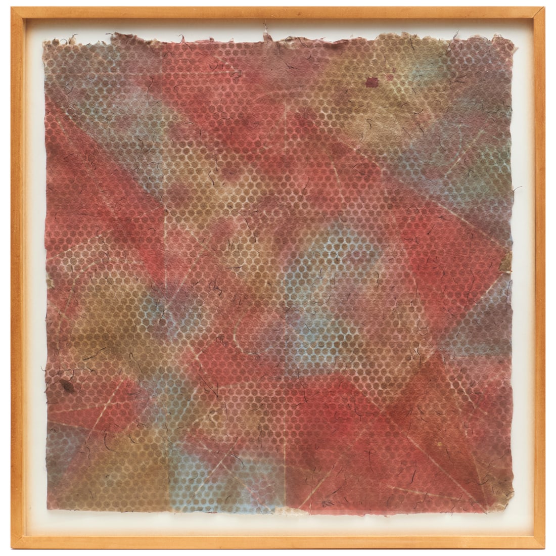 Alan Shields, mixed media on paper, 1974: Alan Shields, mixed media on paper, 1974, Alan Shields (American, 1944-2005), "Per Squear [sic] Circle", airbrush on handmade paper, signed and inscribed verso, 21.25"h x 20.5"w (sheet), 23.75"squ