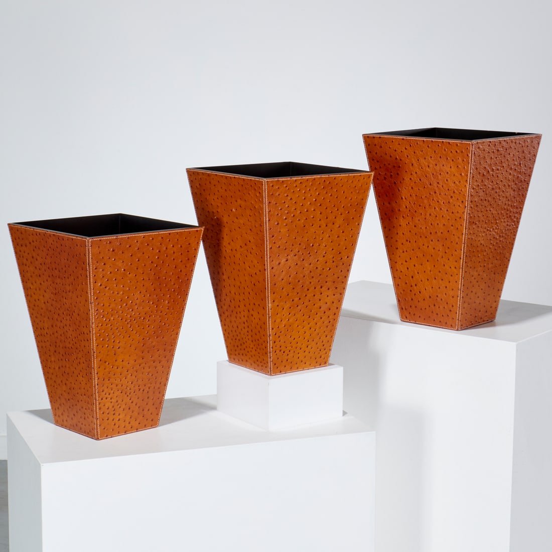Dominic Chambon, (3) leather waste baskets (1 of 6)