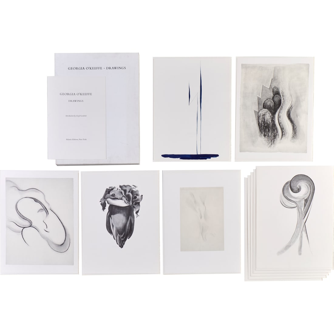 Georgia O'Keeffe, Drawings, signed, first edition: Georgia O'Keeffe, Drawings, signed, first edition, Atlantis Editions, NY, 1968, first edition of "Some Memories of Drawings", numbered and signed, edition 145/250, incl. 10 reproduction prints, loose 