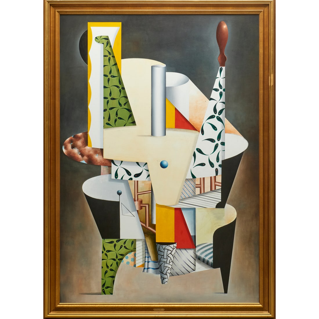 Will Mentor, large oil on canvas: Will Mentor, large oil on canvas, Will Mentor (American, b. 1958), "Don Giovanni in the Other Room During the Dance", 1989-1990, signed and inscribed verso, 77.25"h x 53.25"w (sight), 86.5"h x 63"w (f