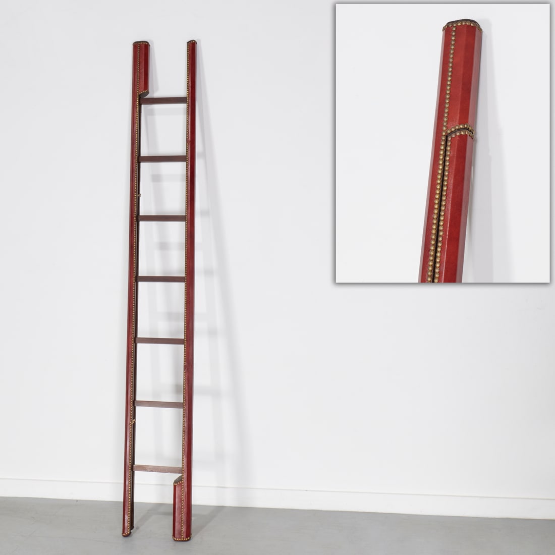 Regency style leather library pole ladder (1 of 4)