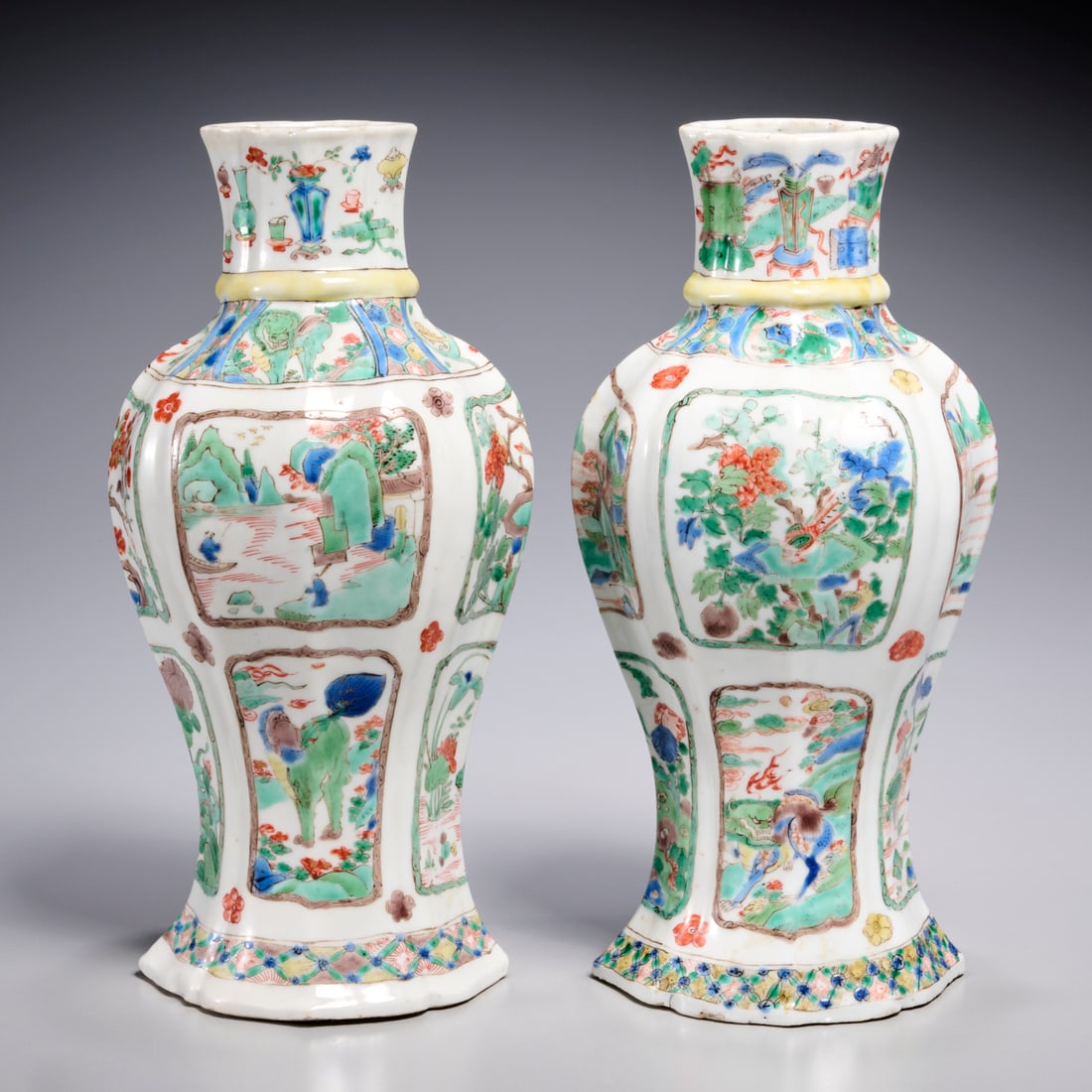 Pair Chinese famille verte porcelain vases (1 of 9)
