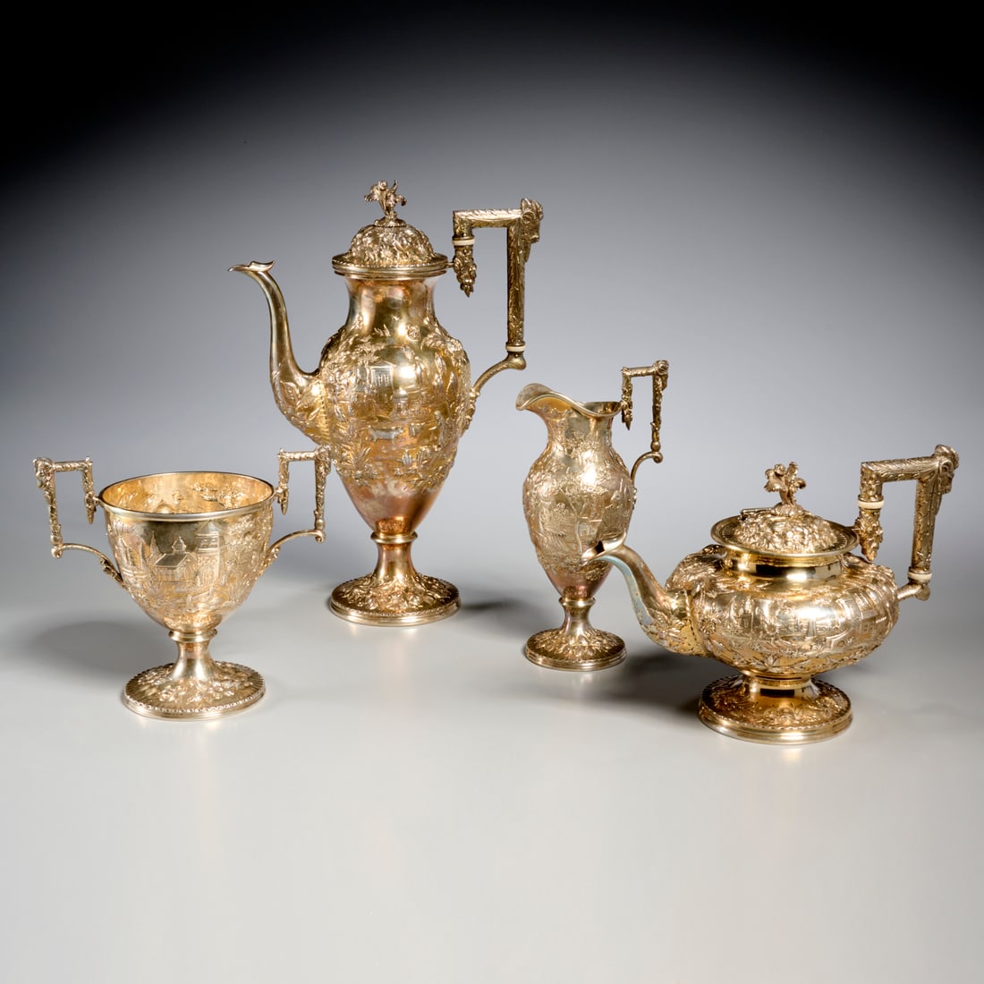 American silver scenic tea & coffee service (1 of 11)
