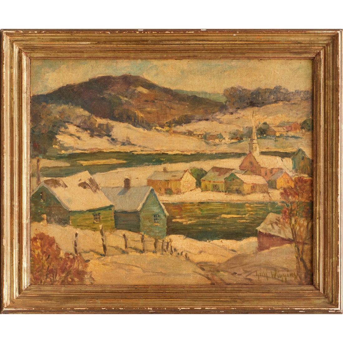 Guy C. Wiggins (attrib), oil on canvas board (1 of 8)
