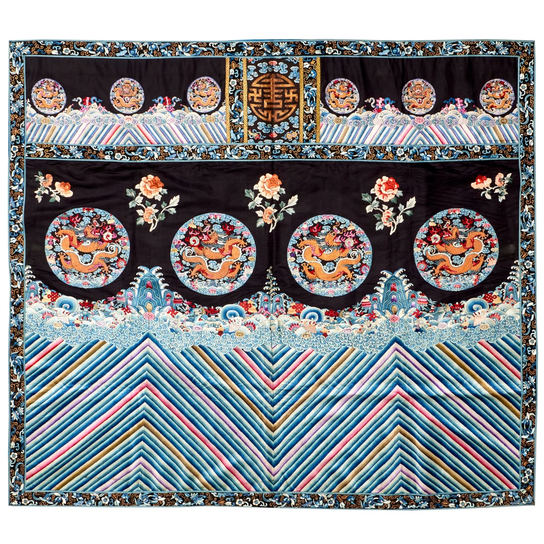 Large Chinese silk embroidered panel, exhibited (1 of 9)