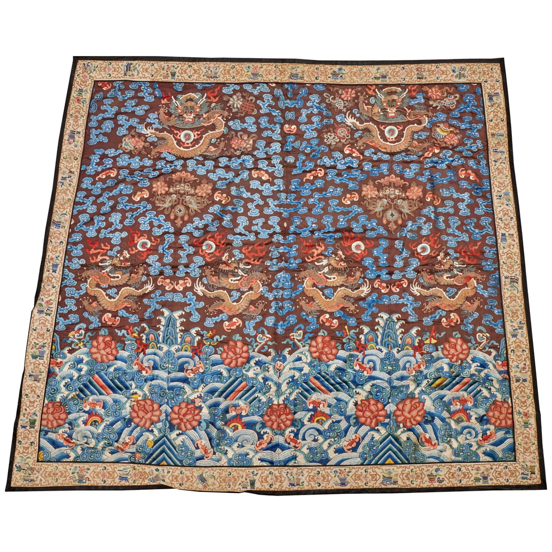 Large Chinese embroidered silk panel, ex Apfel (1 of 6)
