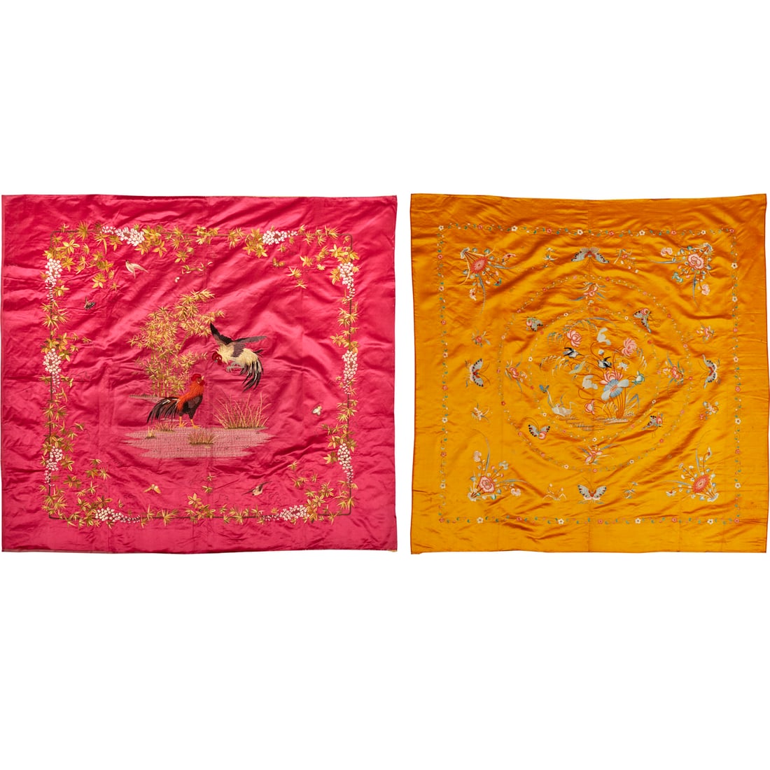 (2) Antique Chinese embroidered silk textiles (1 of 10)
