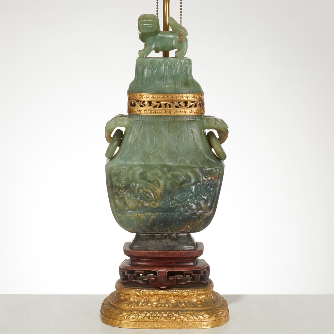 Chinese archaic style jade vase and cover lamp (1 of 7)