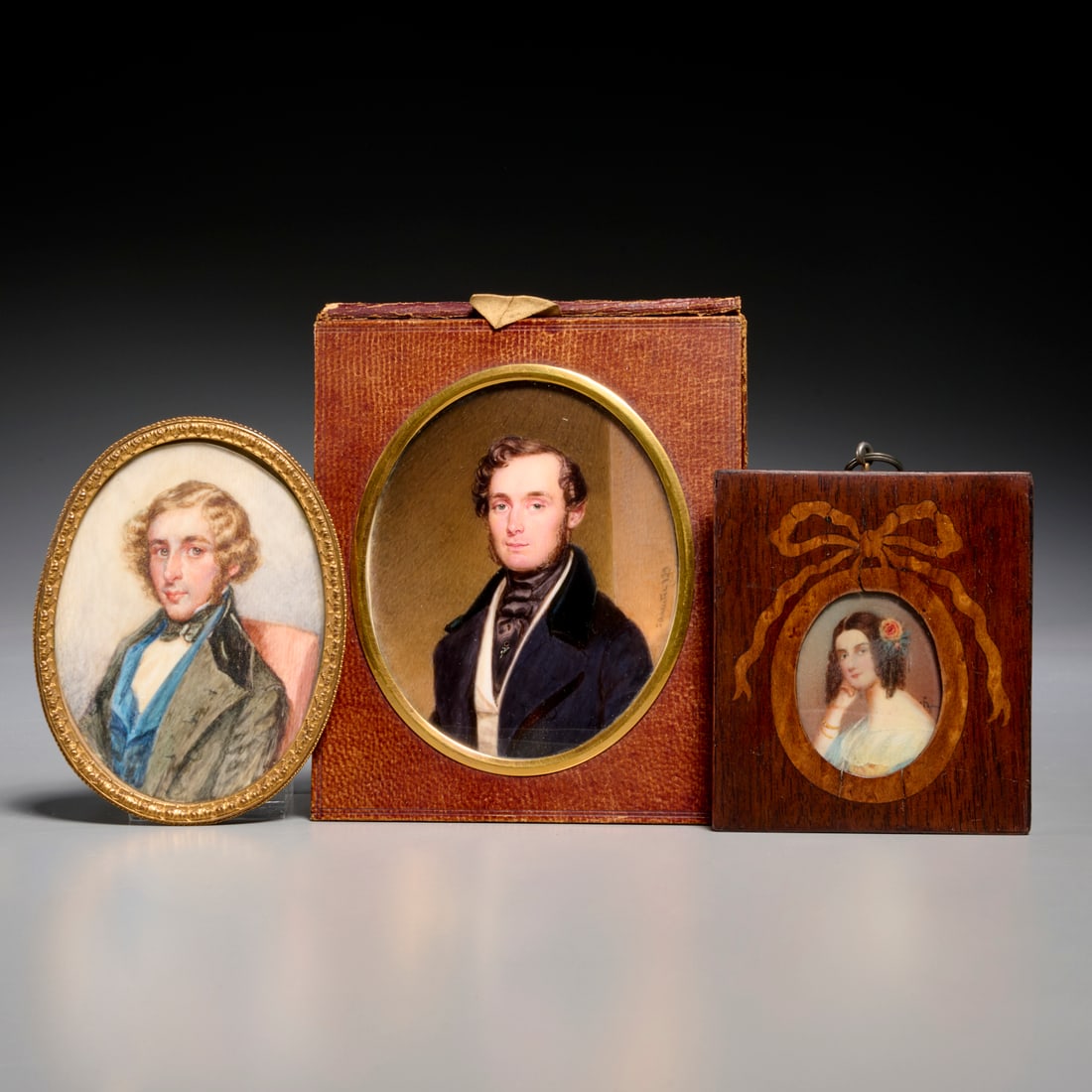 (3) Antique portrait miniatures, incl. Anreiter (1 of 8)