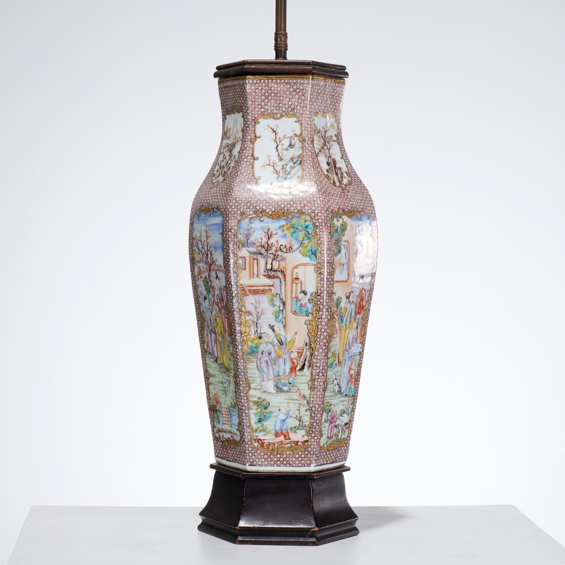 Large Chinese Export famille rose vase lamp (1 of 7)