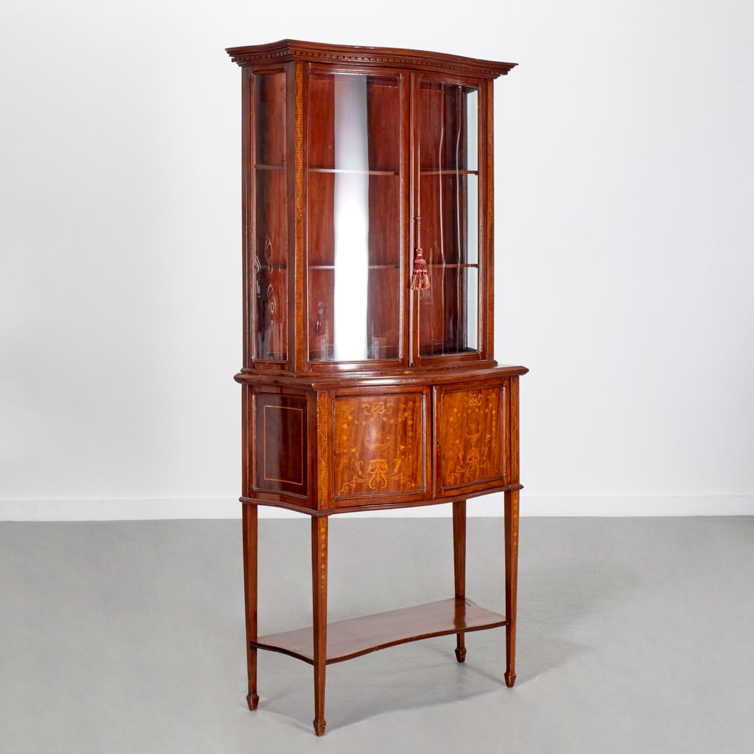 Edwardian marquetry inlaid mahogany vitrine (1 of 8)