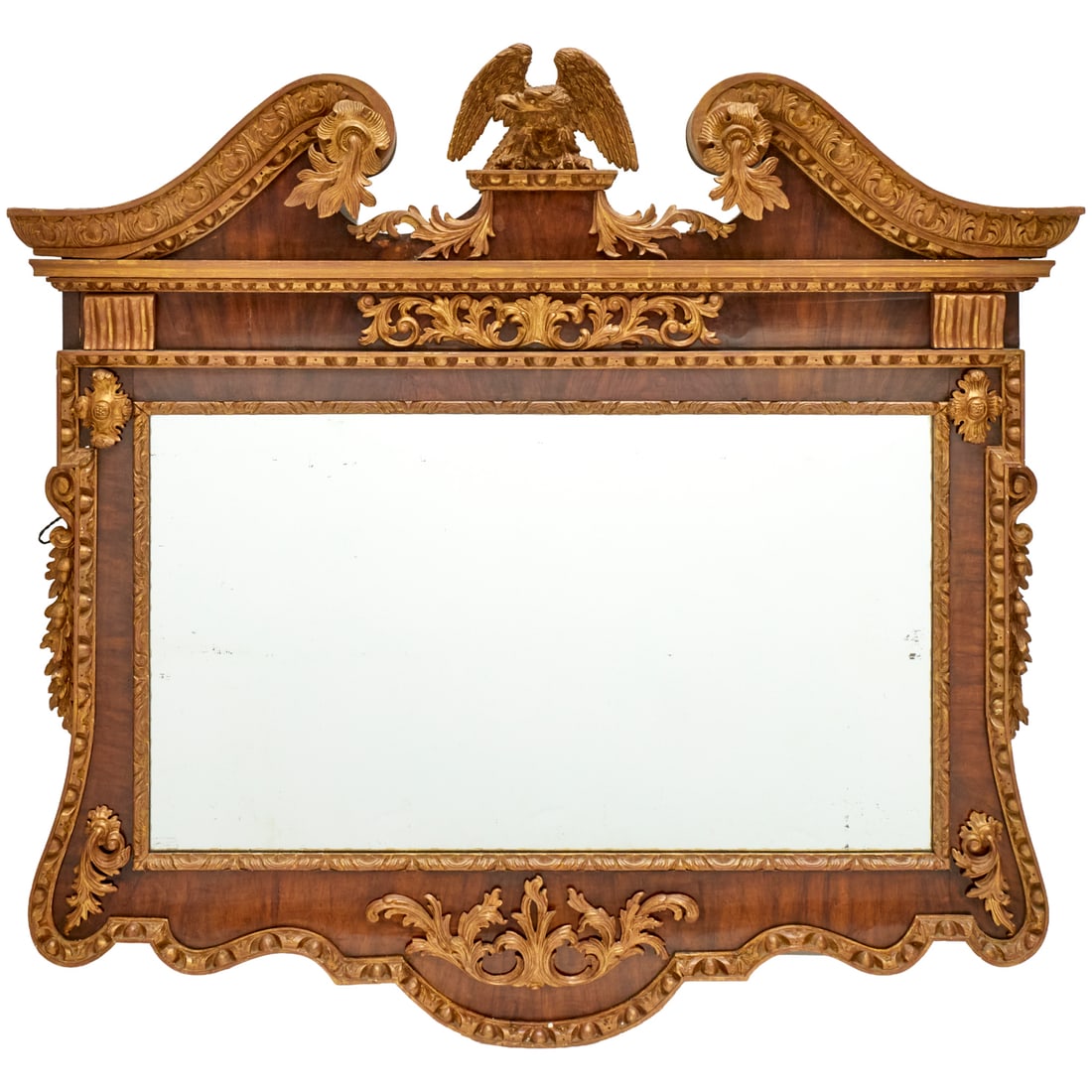 Antique George II style giltwood and walnut mirror (1 of 7)