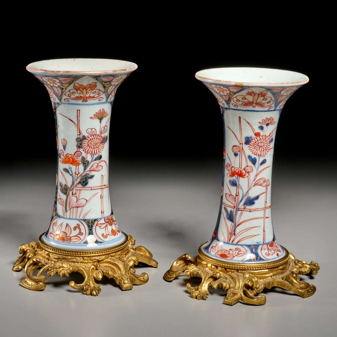 Pair Japanese bronze mounted Imari porcelain vases (1 of 5)