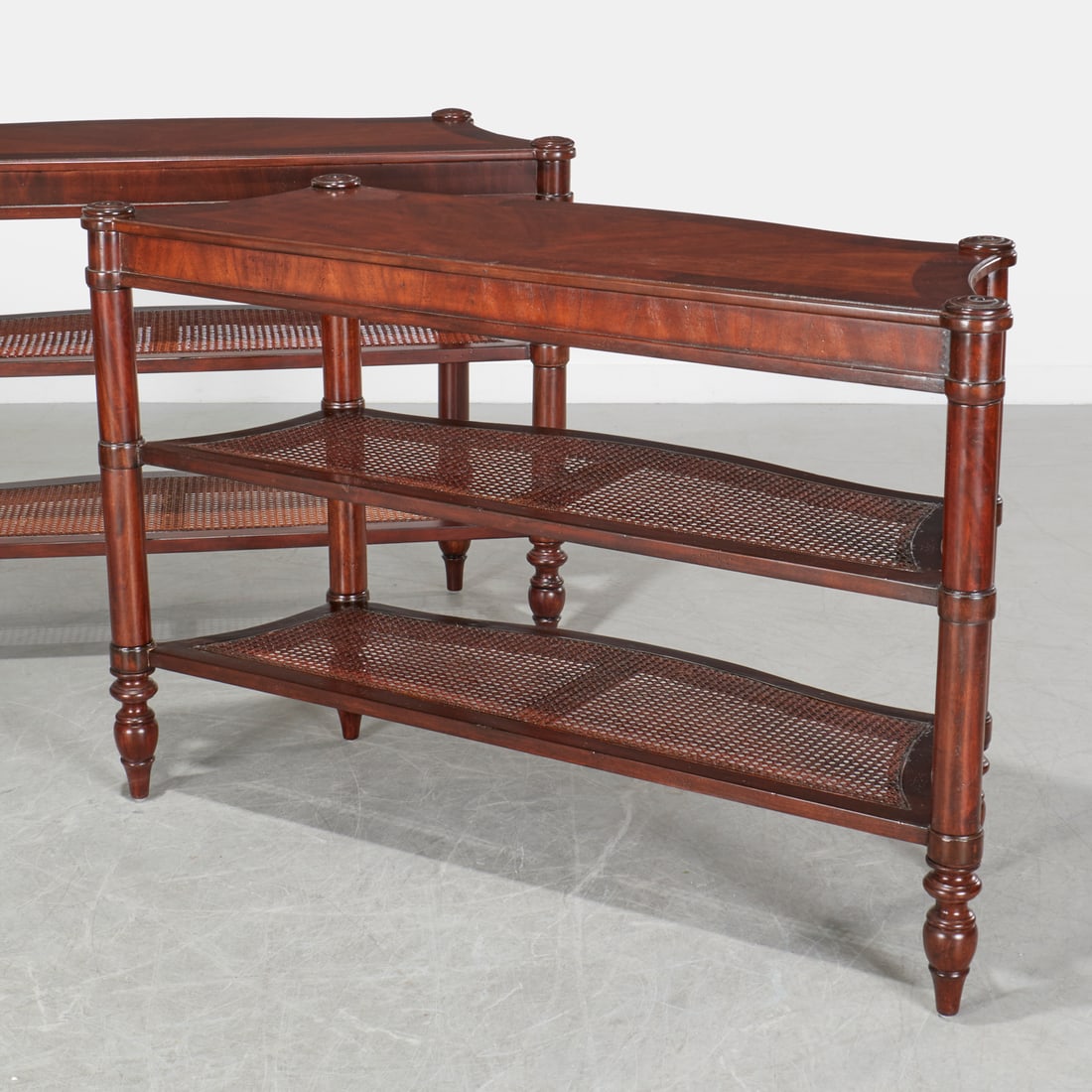 Pair Hekman Regency style caned console tables - 7