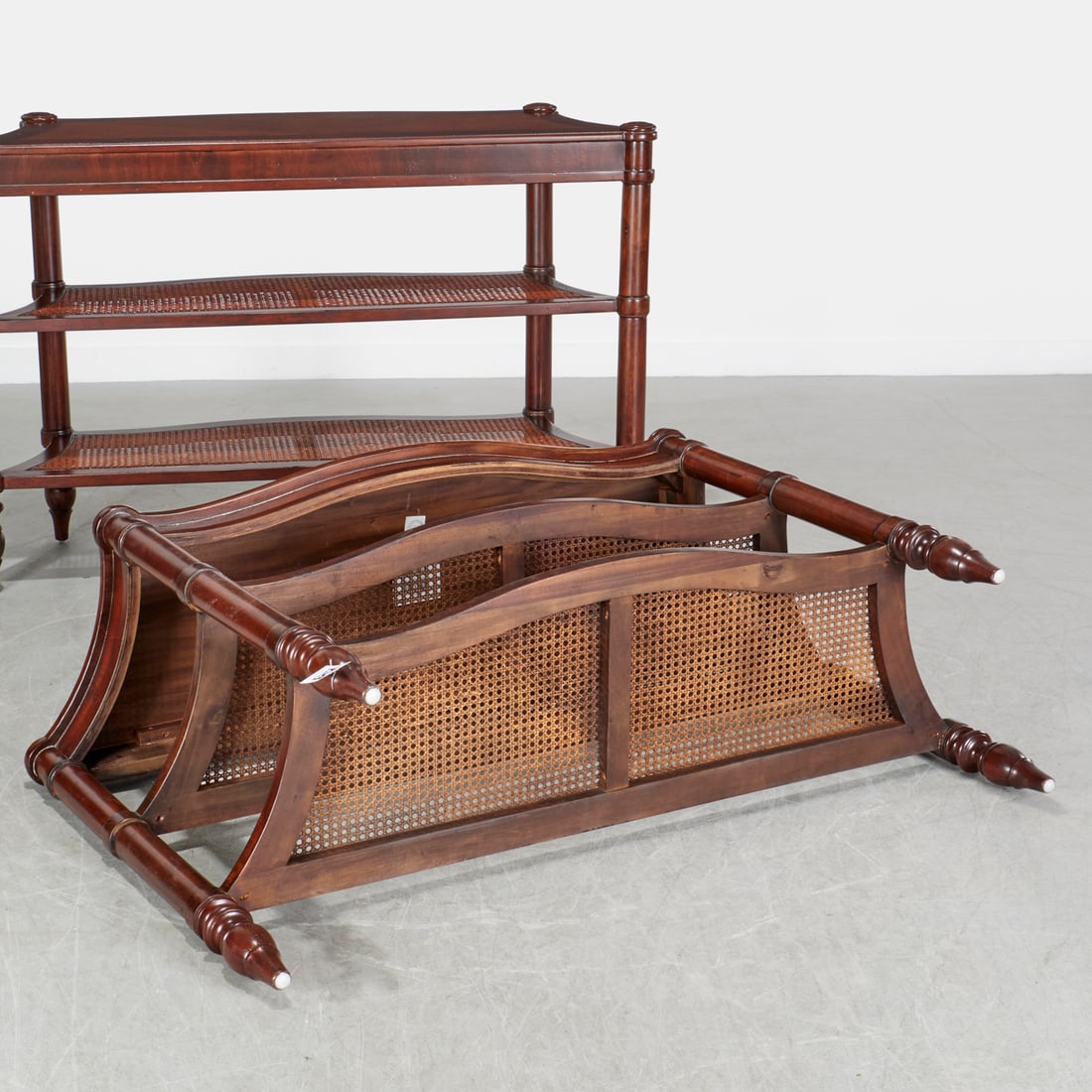 Pair Hekman Regency style caned console tables - 8