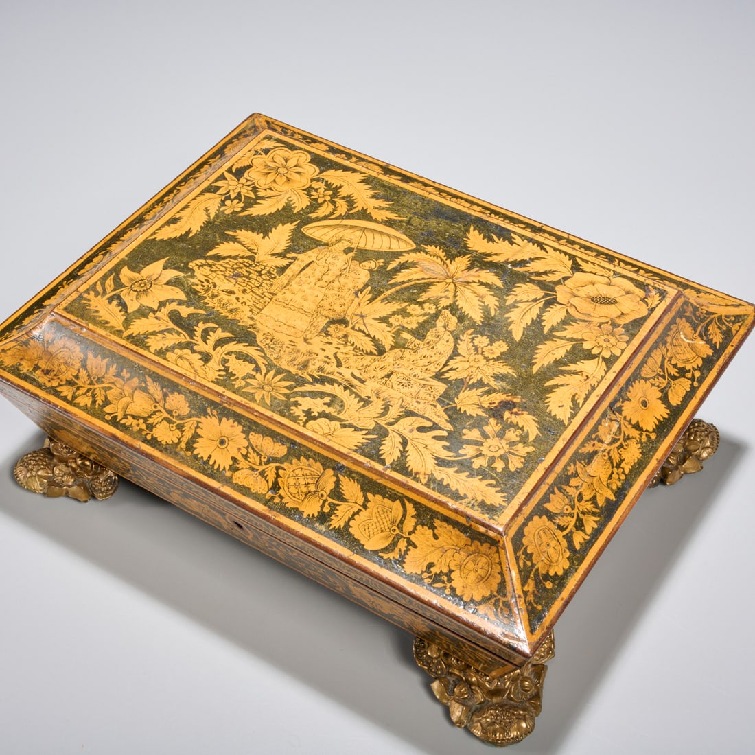 English Regency penwork work box - 2