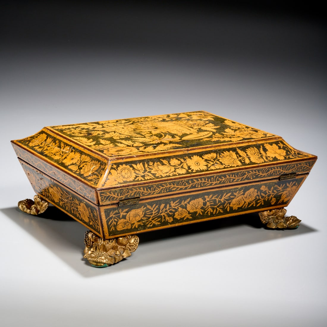 English Regency penwork work box - 5