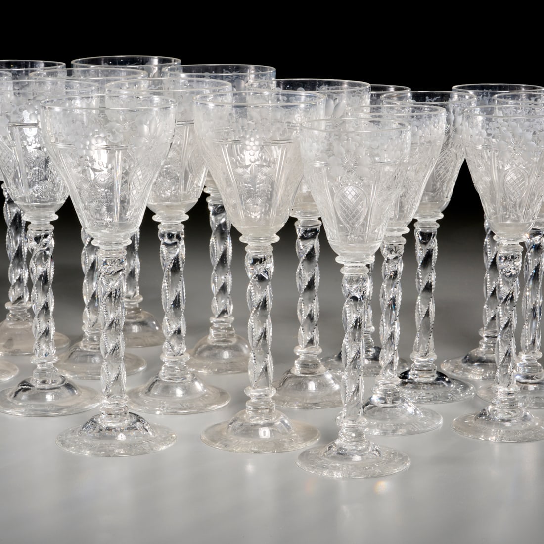 Webb Corbett etched crystal stemware service (1 of 7)
