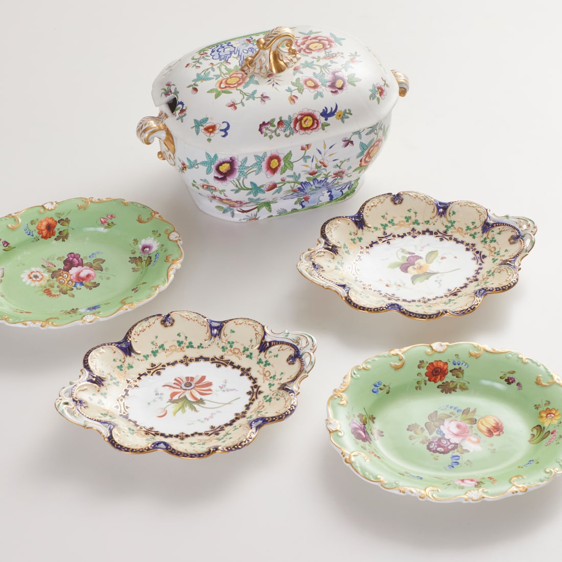 Antique English porcelain tableware group (1 of 8)