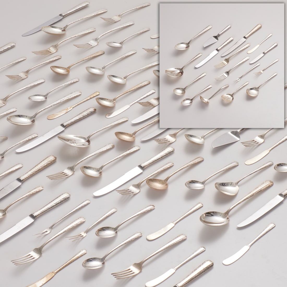 Towle "Candlelight" sterling silver flatware set: Towle "Candlelight" sterling silver flatware set, 20th c., USA, (71) pieces, comprising: (10) luncheon forks, (8) salad forks, (2) dinner forks, (10) soup spoons, (10) teaspoons, (8) luncheon and (2)