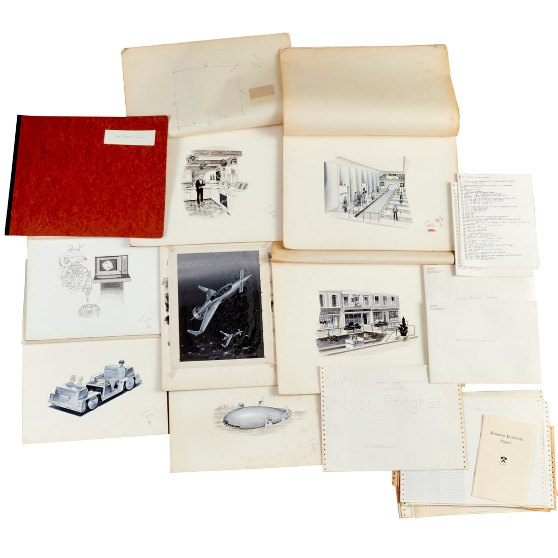 Gerard Kitchen O'Neill, documentary archive: Gerard Kitchen O'Neill, documentary archive, Gerard Kitchen O'Neill (American, 1927-1992), incl. 1984-85 mass driver program simulation printouts and notes, 1980s correspondences, (7) original