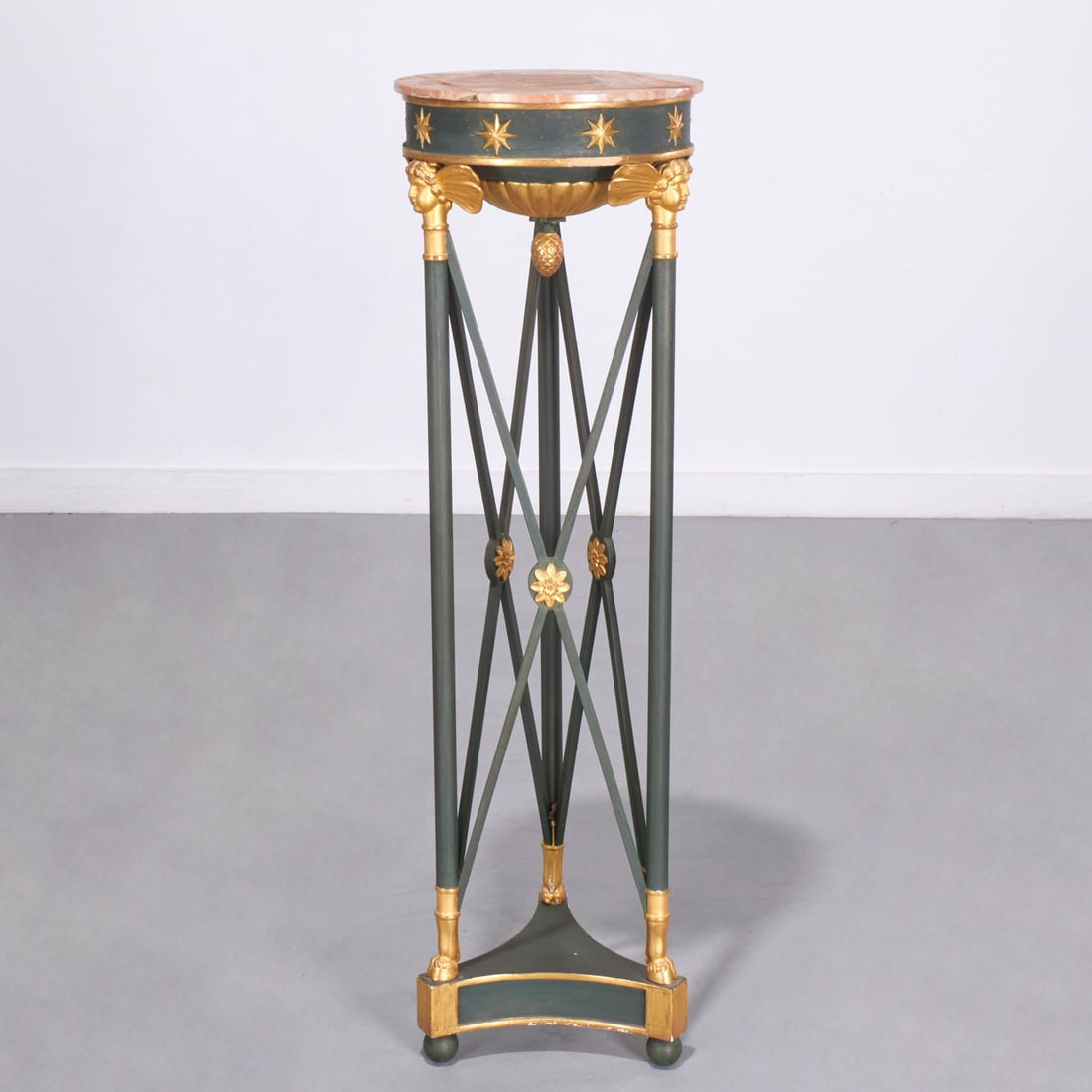Baltic Neoclassical style painted, gilt pedestal (1 of 6)