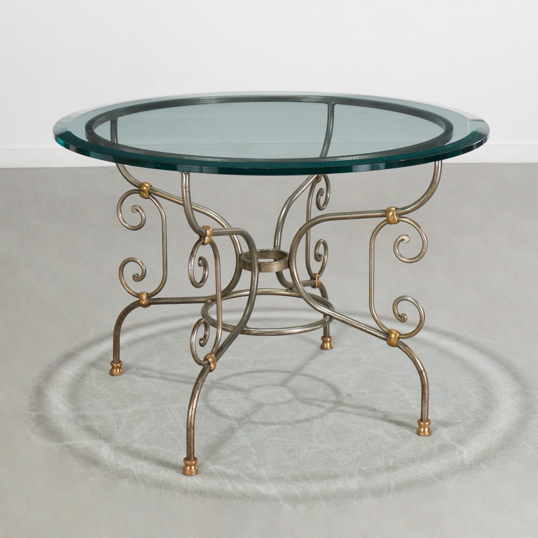 French polished steel and brass dining table (1 of 5)