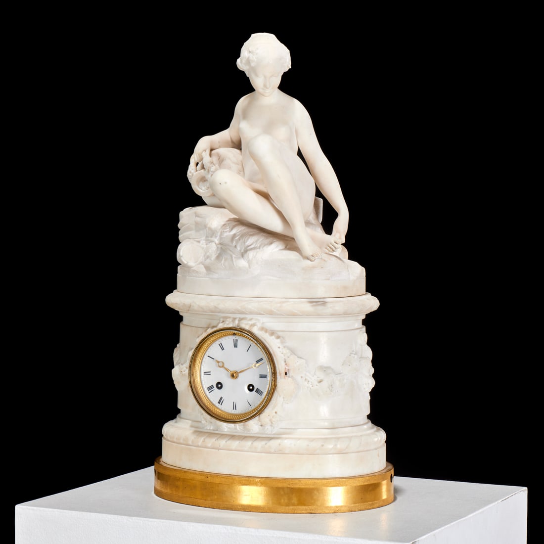 Louis XVI style marble sculptural mantel clock (1 of 8)