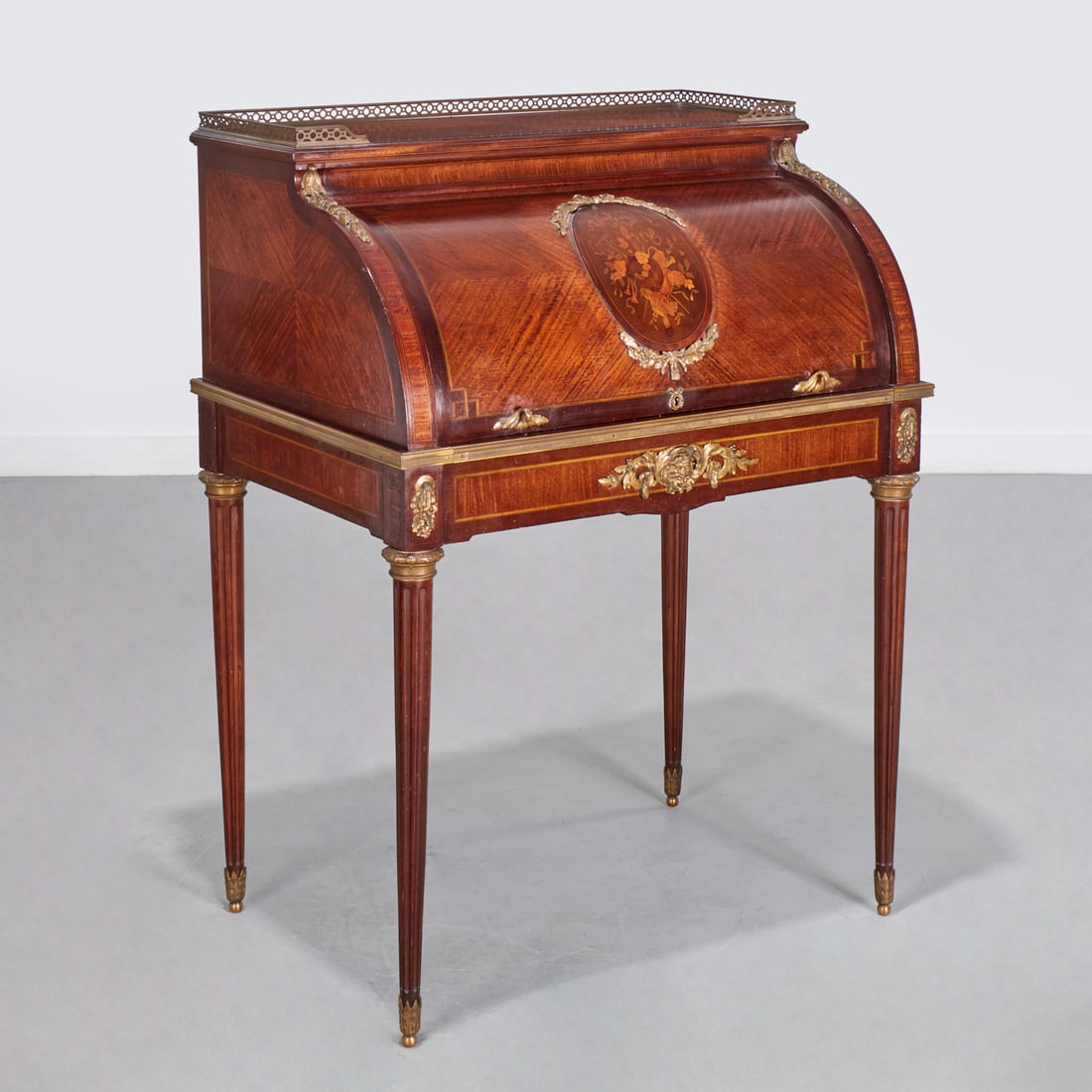 Louis XVI style marquetry cylinder desk (1 of 10)